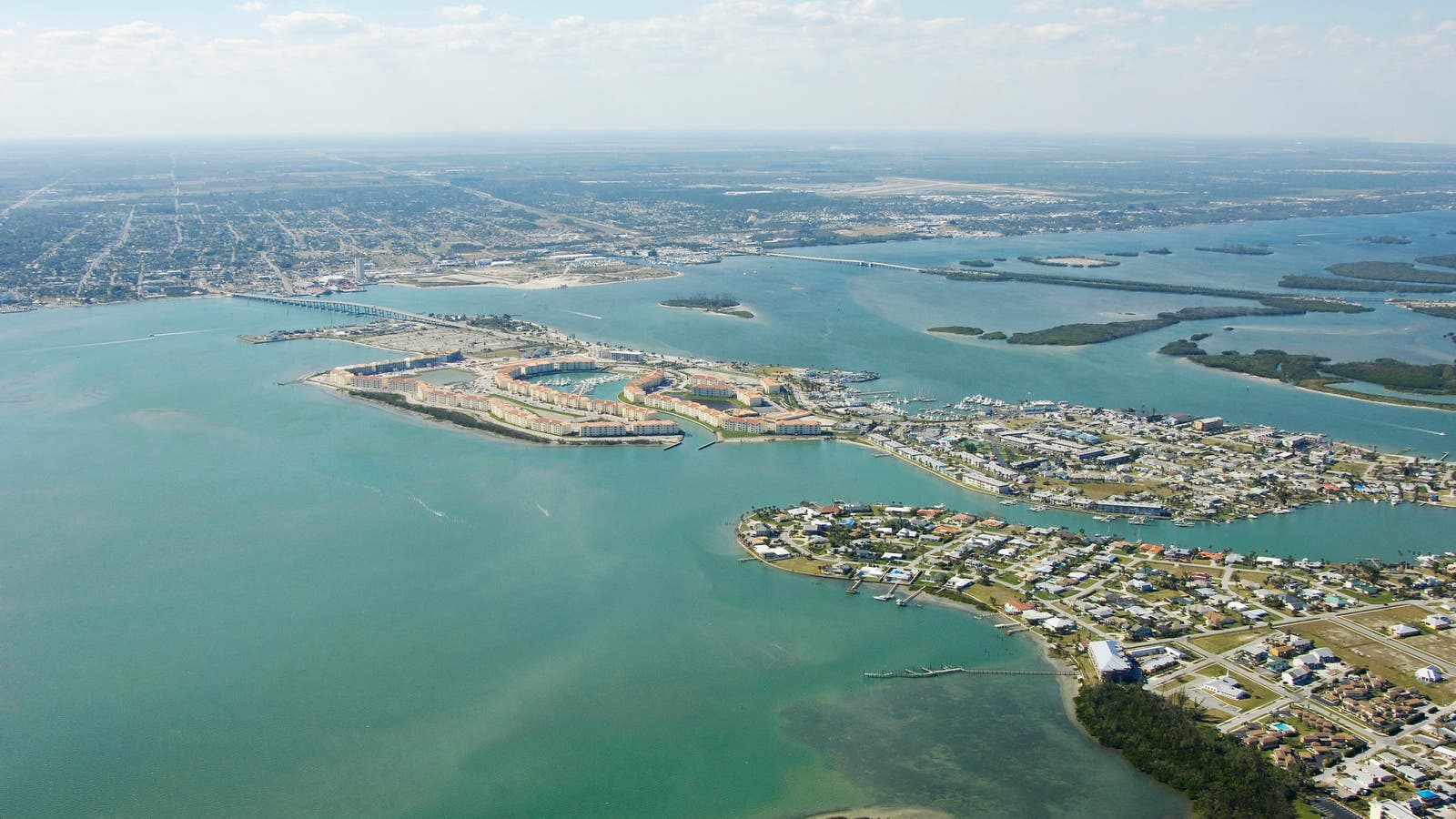 Aerial view of Fort Pierce Inlet in Saint Lucie County